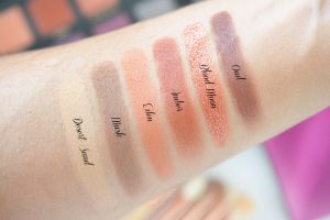 swatch desert dusk palette huda beauty