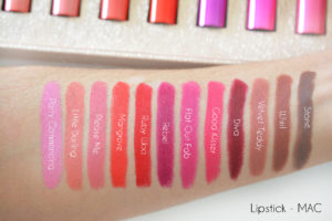 rouges à lèvres mac swatches